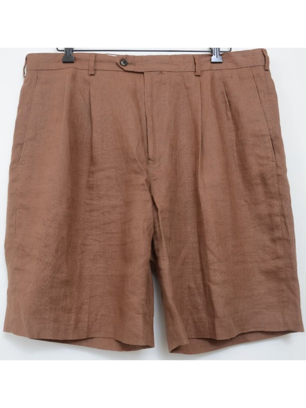 Paul Fredrick Men's 38 Classic Fit LINEN Brown Shorts Golf Sporty Preppy Dressy